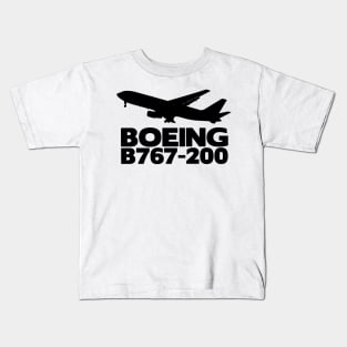 Boeing B767-200 Silhouette Print (Black) Kids T-Shirt